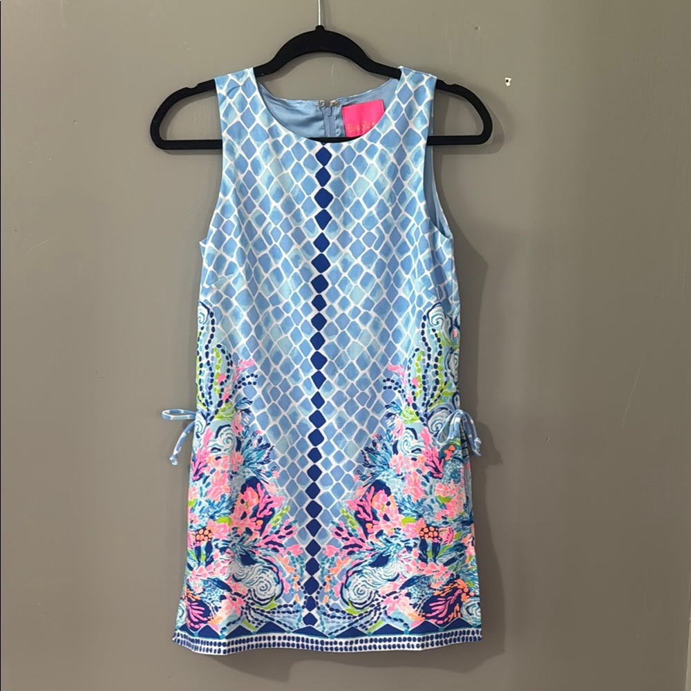 Sleeveless Blue Patterned Dress